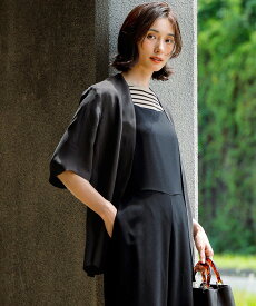【SALE／50%OFF】23区 S 【接触冷感性/洗える】フィブリルツイル ハーフスリーブ ジャケット ニジュウサンク ジャケット・アウター ノーカラージャケット ベージュ ブラック【送料無料】