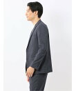 クロスストレッチ スリムフィット 2ボタンジャケット デニム調紺(セットアップ可能)