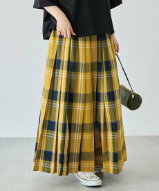 LAVEANGE 【定番】タータンチェックプリーツスカート 大きいサイズ ラビアンジェ スカート ロング・マキシスカート ブラウン ブラック イエロー【送料無料】