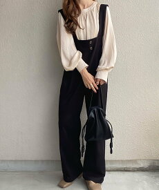 【SALE／87%OFF】JUNOAH タックサロペット ジュノア オールインワン・オーバーオール オーバーオール・サロペット ブラック ブラウン グレー