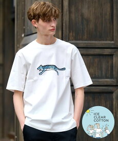 DRESSTERIOR 【接触冷感/抗菌防臭/消臭】ICE CLEAR COTTON ブルータイガーTシャツ ドレステリア トップス カットソー・Tシャツ ホワイト ブラック カーキ イエロー【送料無料】