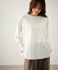 ROPE' PICNIC 布帛ドッキングロングスリーブTシャツ ロペピクニック トップス カットソー・Tシャツ ホワイト