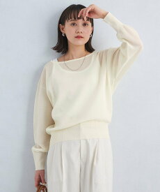 【SALE／80%OFF】UNITED ARROWS green label relaxing パフ シアー ニット プルオーバー -ウォッシャブル- ユナイテッドアローズ アウトレット トップス ニット ブラック ピンク ホワイト