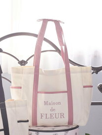Maison de FLEUR EC限定リボンハンドルマルチポケットトートバッグ メゾン ド フルール バッグ その他のバッグ ブラック ピンク【送料無料】