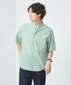 【SALE／50%OFF】UNITED ARROWS green label relaxing コットンシルクボイル シアサッカー バンドカラー シャツ ユナイテッドアローズ アウトレット トップス シャツ・ブラウス ネイビー【送料無料】