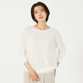 【SALE／50%OFF】qualite 【アンサンブル対応】シアーウール2WAYニットプルオーバー カリテ トップス ニット ホワイト ブラウン グリーン【送料無料】