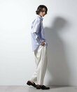 「BELGIUM LINEN FABRICS」リネンコットンスタンドカラーシャツ