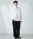 「BELGIUM LINEN FABRICS」リネンコットンスタンドカラーシャツ