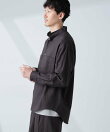 「BELGIUM LINEN FABRICS」リネンコットンスタンドカラーシャツ