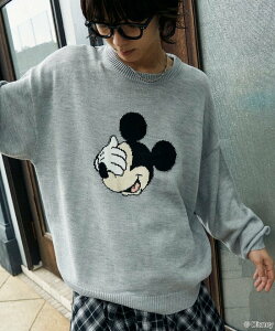 PUBLUX ʒ MICKEY MOUSE FACE KNIT /fBYj[ ~bL[}EXWK[hjbg 25AW t[NXXgA gbvX jbg O[ CG[yz