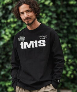 1minute 1second mlt5293-speech bubble and logo print long sleeve t-shirt �v�����g����T �J���r�I �g�b�v�X �J�b�g�\�[�ET�V���c �u���b�N �l�C�r�[ �z���C�g�y���������z