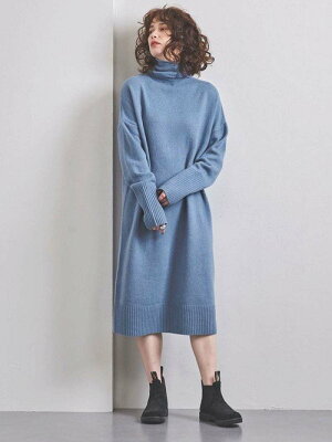 UNITED ARROWS ＜STYLEforLIVING＞タートルネックニットロングワンピース† ユナイテッドアローズ ワンピース ニットワンピース ブルー ブラック ベージュ【送料無料】