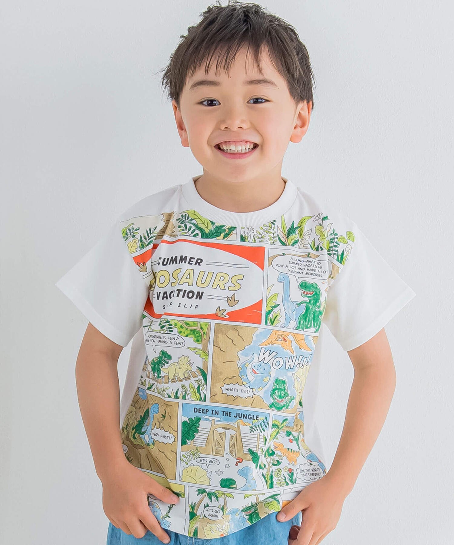 恐竜コミックプリント半袖Tシャツ(80~130cm)