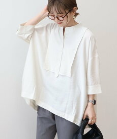 AMERICAN HOLIC 【WEB限定】接触冷感バンドカラーシャツチュニック アメリカンホリック トップス シャツ・ブラウス ネイビー ブラック ホワイト