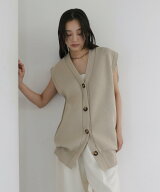 【SALE／10%OFF】hellam オーバーサイズニットジレ へラム トップス ベスト・ジレ ホワイト グレー ブラ…