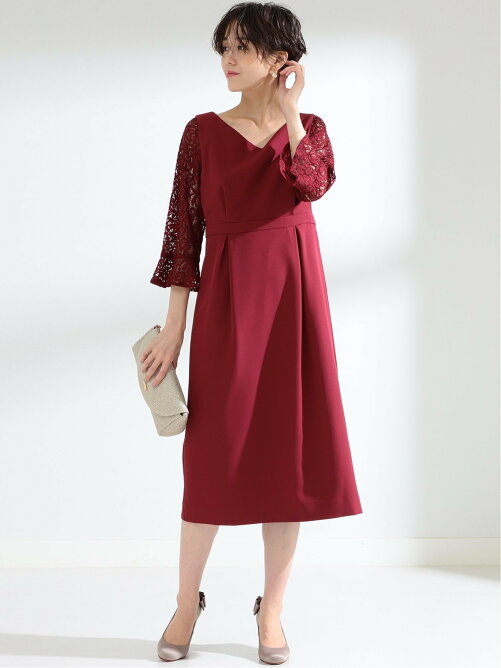 Beams Women Ray Beams レーススリーブ Vネック ロング ワンピース レイビームス ビームス Beams レディース ドレス 結婚式 Rakuten Fashion 楽天ファッション 旧楽天ブランドアベニュー V