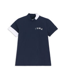 PUMA ウィメンズ ゴルフ P ストレッチ スリーブ CB モックネックシャツ プーマ トップス カットソー・Tシャツ ネイビー【送料無料】