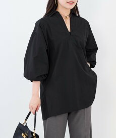 TICCA 【TICCA】別注-コットンレースアップシャツ マイカアンドディール トップス シャツ・ブラウス ブラック【送料無料】