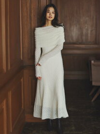 anuans レースワークニットワンピース アニュアンス ワンピース・ドレス ワンピース ブラウン ホワイト【送料無料】