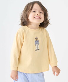 【SALE／24%OFF】petit main 【TeddyBear】刺しゅう長袖Tシャツ ナルミヤオンライン トップス カットソー・Tシャツ ネイビー ブルー グレー ホワイト