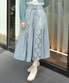 axes femme レースアップ*ジャガードスカート アクシーズファム スカート その他のスカート ブルー【送料無料】