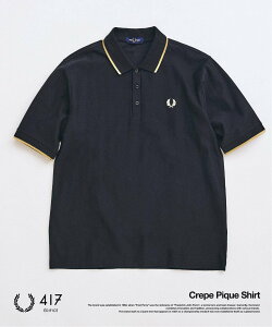 417 EDIFICE FRED PERRY / �t���b�h�y���[417�ʒ� Crepe Pique Shirt �t�H�[�����Z�u�� �G�f�B�t�B�X �g�b�v�X �|���V���c �u���b�N �l�C�r�[ �x�[�W���y���������z