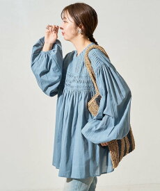 FREAK'S STORE インドピンタックギャザーロングスリーブブラウス【限定展開】 フリークスストア トップス シャツ・ブラウス ブルー ネイビー ホワイト ブラック ブラウン ピンク【送料無料】