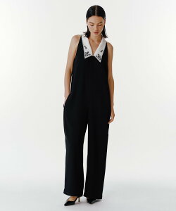 UNUS UNUS / Embroidered Collar Jumpsuit �G�X�g�l�[�V���� �I�[���C�������E�I�[�o�[�I�[�� �I�[���C�������E�Ȃ� �u���b�N�y���������z