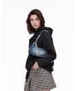 BRUSHED DENIM CHARM SHOULDER BAG
