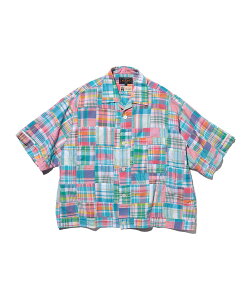 BEAMS PLUS Cabana Boy-SHT Patchwork Madras Pink �r�[���X ���� �g�b�v�X �V���c�E�u���E�X �s���N�y���������z