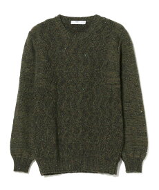 【SALE／40%OFF】BEAMS MEN INIS MEAIN / Corran Cable Crew Neck Knit ビームス アウトレット トップス ニット カーキ【送料無料】