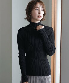 PourVous タートルネックリブニット カットソーきれいめトップス 長袖 ニット レディース プールヴー トップス ニット ホワイト グリーン ブラック グレー レッド【送料無料】