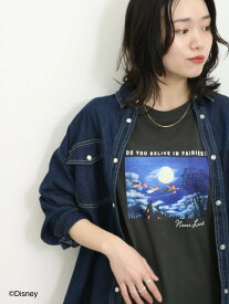 Samansa Mos2 blue 【Disney】ピーターパン/ピグメントフォトTシャツ サマンサモスモス トップス カットソー・Tシャツ ブラック