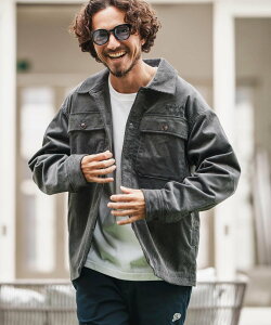 1minute 1second mj10862-corduroy CPO Jacket with cursive embroidery �R�[�f�����C�V���c�W���P�b �J���r�I �W���P�b�g�E�A�E�^�[ ���̑��̃W���P�b�g�E�A�E�^�[ �O���[ �u���b�N�y���������z