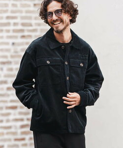 1minute 1second mj10862-corduroy CPO Jacket with cursive embroidery �R�[�f�����C�V���c�W���P�b �J���r�I �W���P�b�g�E�A�E�^�[ ���̑��̃W���P�b�g�E�A�E�^�[ �O���[ �u���b�N�y���������z