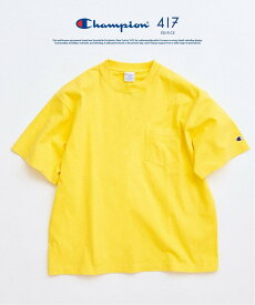 417 EDIFICE CHAMPION / チャンピオン 417別注 Bleach Wash Pocket Tシャツ フォーワンセブン エディフィス トップス カットソー・Tシャツ ブラック イエロー ネイビー ブルー グリーン グレー ピンク ベージュ【送料無料】