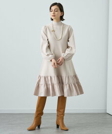 【SALE／40%OFF】ANAYI ニットタフタティアードワンピース アナイ ワンピース・ドレス ワンピース ベージュ ブラック【送料無料】