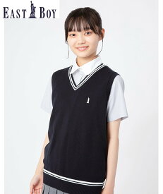 EASTBOY Venus ベスト COOLMAX 12G ライン入り スクール 制服 通学 中学 高校 イーストボーイ トップス ベスト・ジレ ホワイト ネイビー【送料無料】