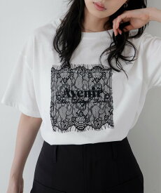 【SALE／10%OFF】LIAN 【UVカット/接触冷感】レースレイヤードロゴTシャツ リアン トップス カットソー・Tシャツ グレー ブラック ホワイト