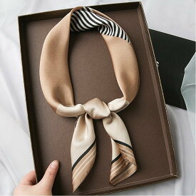 【SALE／40%OFF】Aimoon シルク風スカーフ 首巻き 配色バンダナ ミニミニストア ファッション雑貨 マフラー・ストール・ネックウォーマー オレンジ ピンク ブルー ベージュ