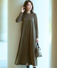 【SALE／50%OFF】23区 L 【見上愛さん着用/洗える】スエーディーサテン キャミソール ワンピース ニジュウサンク ワンピース・ドレス ワンピース カーキグリーン ベージュ ブラウン【送料無料】