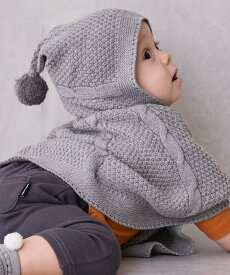 【SALE／50%OFF】petit main ニットケープ ナルミヤオンライン マタニティウェア・ベビー用品 ベビートップス グレー ホワイト
