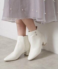 ESPERANZA ビジュー付きツイードショートブーツ エスペランサ シューズ・靴 ブーツ ベージュ ホワイト ブラック【送料無料】