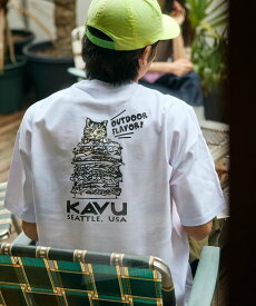 【SALE／41%OFF】KAVU KAVU×FREAK'S STORE/カブ- 別注 ビッグシルエット バックデザイン刺繍 クルーネック Tシャツ / Burger Cat【限定展開】 フリークスストア トップス カットソー・Tシャツ ホワイト ネイビー ピンク グレー ブラック