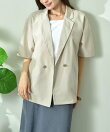 リネンライク半袖ダブルジャケット