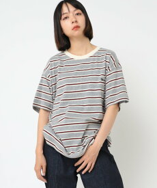 【SALE／5%OFF】RNA M2234 マルチボーダーBIG T アールエヌエー トップス カットソー・Tシャツ ブラウン ベージュ グレー【送料無料】