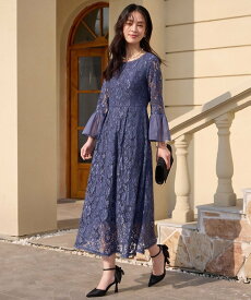 DRESS+ 総レースが大人上品なドレスワンピース ドレスプラス ワンピース・ドレス ドレス ブラック ピンク グレー ネイビー ブルー【送料無料】