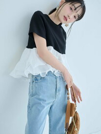 SNIDEL 【WEB限定カラーあり】ボリュームペプラムドッキングカットプルオーバー スナイデル トップス スウェット・トレーナー ピンク ホワイト ブラック【送料無料】