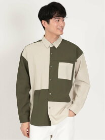 【SALE／48%OFF】m.f.editorial 綿ブロード クレイジー切替 レギュラーカラー長袖シャツ タカキュー トップス シャツ・ブラウス ベージュ