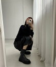 HALEY PESCA/(W)ボリューム厚底 バックジップショートブーツ